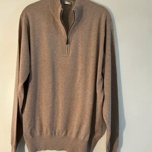 Men's Beige Zip-Up Sweater